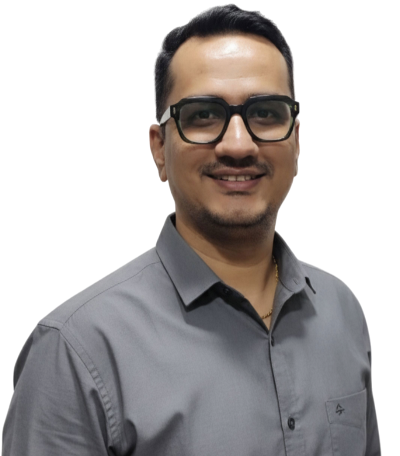 Smiling male enrolled expat tax preparation agent with black hair and glasses.
